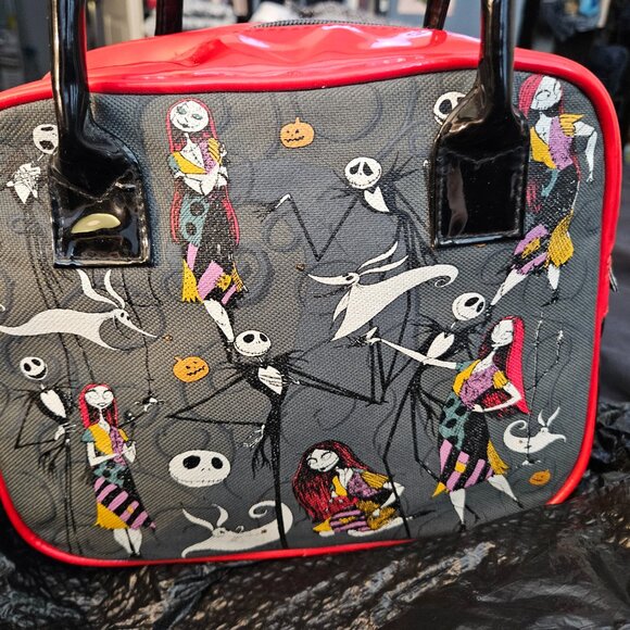 Disney Burton Nightmare Before Christmas Character Black Red Vinyl Purse Bag - Picture 4 of 6